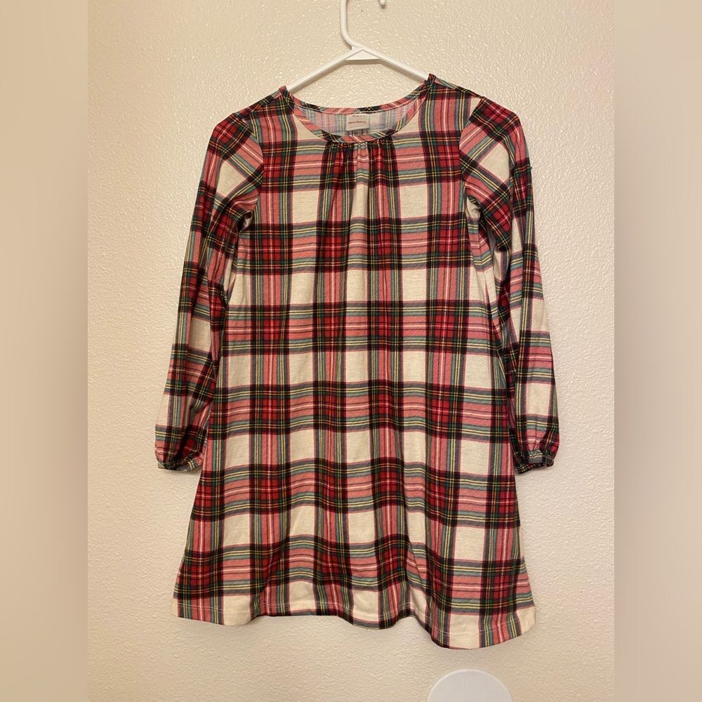 Hanna Andersson Holiday Plaid Flannel Nightgown dress Christmas Sleepwear 140 10